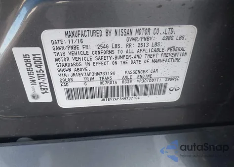 2017 Infiniti Q50 3.0T Sport из США, поврежденный, VIN JN1EV7AP3HM737194